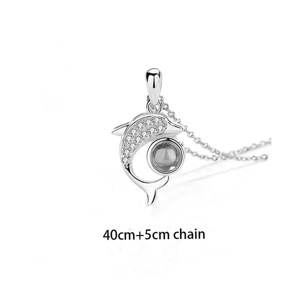 100 Languages I Love You Heart Pendant Necklace Romantic Projection Jewelry Gift for Women