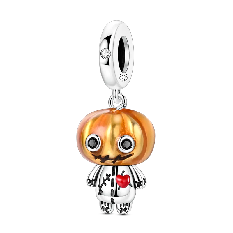 925 Sterling Silver Pumpkin Charm With Zircon Inlay