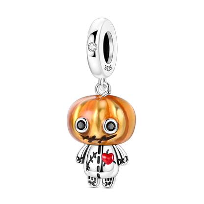 925 Sterling Silver Pumpkin Charm With Zircon Inlay
