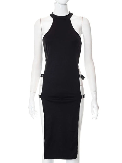 Cosplay High Split Y2K Sleeveless Gothic Dress High Waist