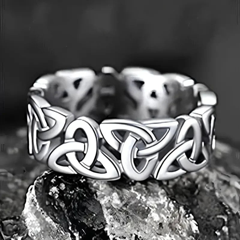 Huitan Glossy Sterling Silver Irish Knot Ring for Women - Exquisite Hollow Pattern Wedding Jewelry