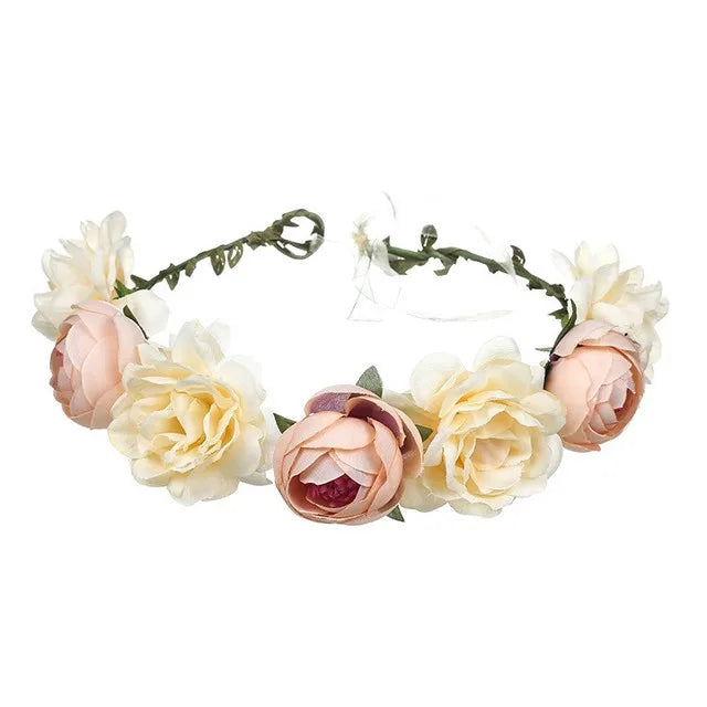 Elegant Bohemian Pearl Floral Headband for Romantic Beach Weddings