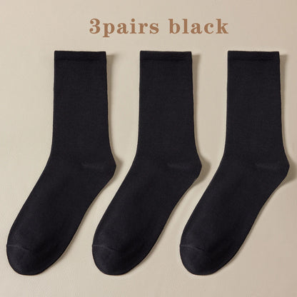 Seamless Cotton Mid Crew Socks Women Breathable Retro