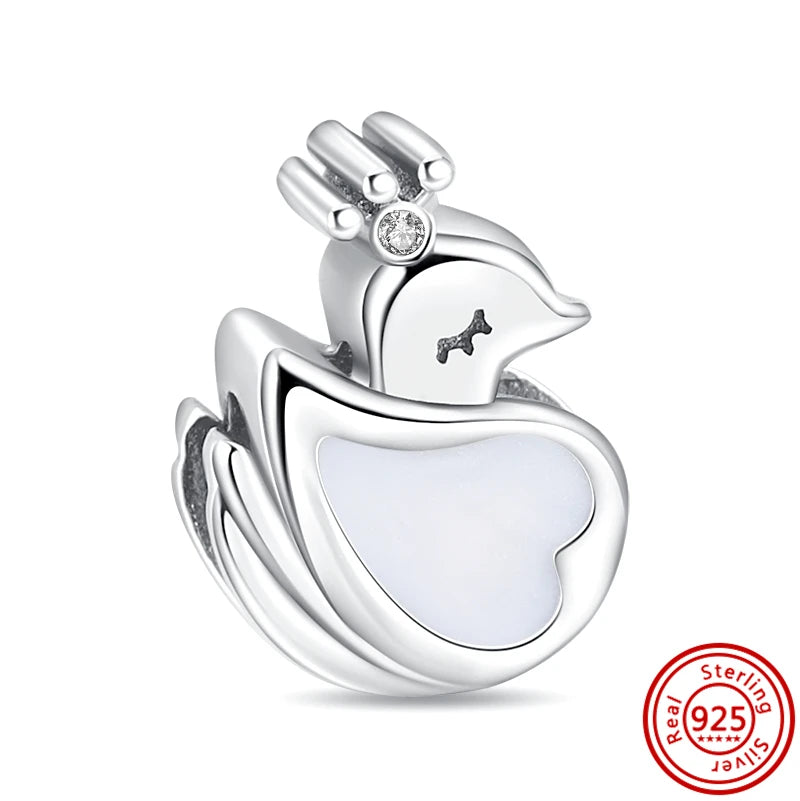 Silver Animal Hearts Infinity Crown Bead Charms Bracelet for Women 925 Sterling Silver Jewelry N604