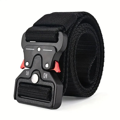 Men's Belt Outdoor Multi Function Compass High Quality Canvas P0051A-black 125cm