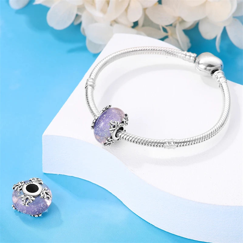 Colorful Flower Murano Glass Charm 925 Sterling Silver Top Rated DIY Jewelry for Bracelets and Necklaces