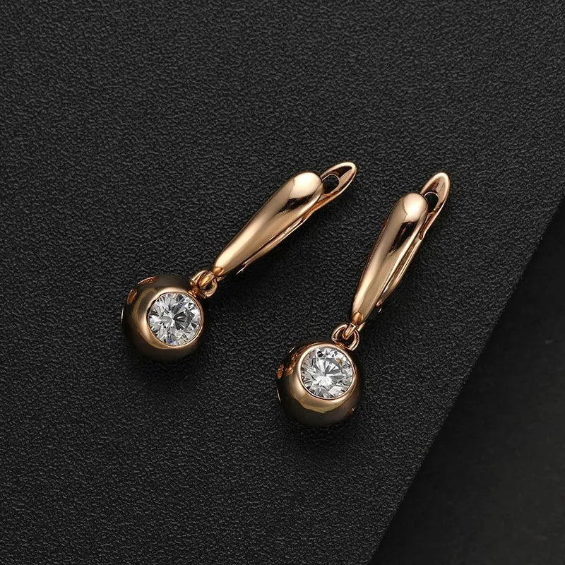 Dckazz Rose Gold Crystal Pendant Intertwined Drop Earrings for Women Christmas Gift