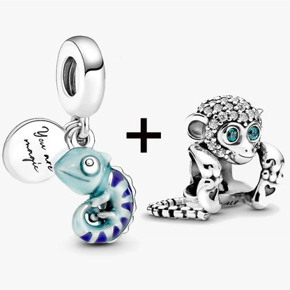 Chameleon and Turtle Pendant Beads for Charm Bracelets Jewelry Gift BD16