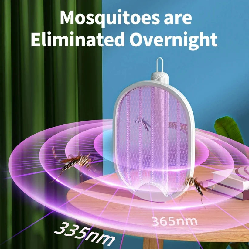 DW1 Electric Mosquito Swatter and Killer Lamp 2 in 1 USB Rechargeable Purple Light Insect Zapper Folding Design