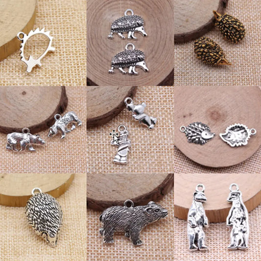 Vintage 3D Hedgehog Charms for DIY Jewelry Making and Gifts