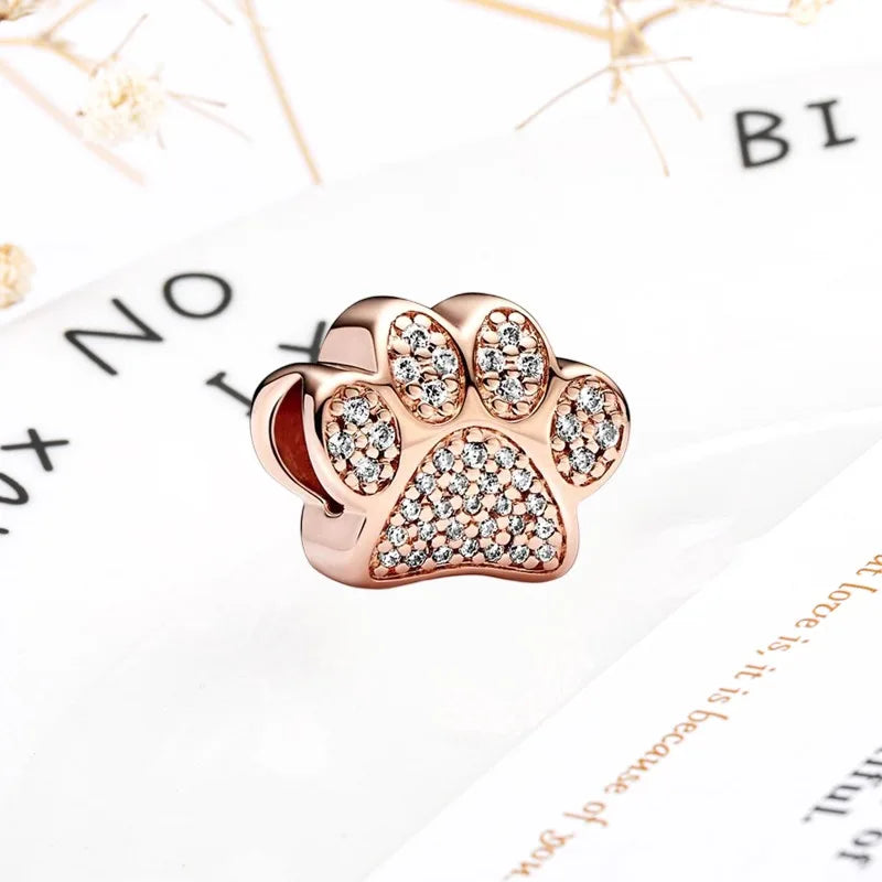 Rose Gold Winged Angel Heart Charm Bead Pink Daisy Spacer