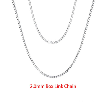 Rinntin 925 Sterling Silver Flat Mariner Chain Necklace Stylish Versatile Unisex Jewelry 2.0mm-Box Chain