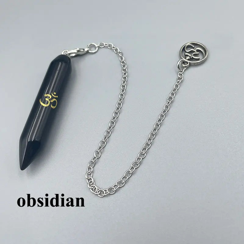 Mystic Fluorite Amethyst Crystal Pendulum Necklace for Divination and Reiki