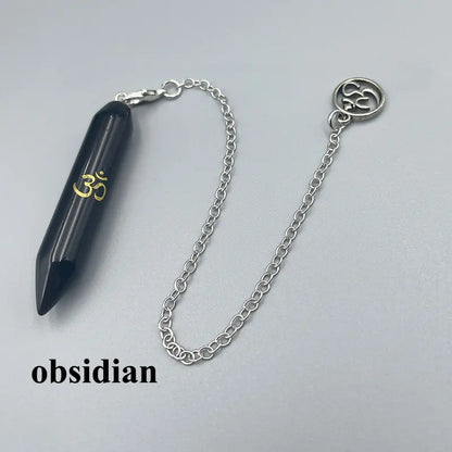 Mystic Fluorite Amethyst Crystal Pendulum Necklace for Divination and Reiki