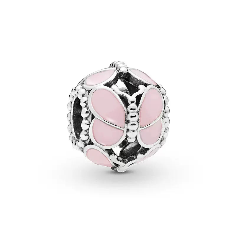 Pink Butterfly Axolotl Dangle Beads For 925 Silver Bracelet