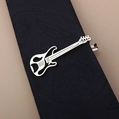 Creative Treble Clef Guitar Tie Clip for Men Titanium Steel Music Accessory Style 10