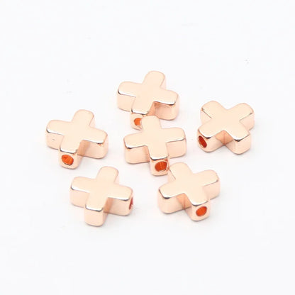 Gold Color Copper Cross Beads Set for DIY Jewelry Making and Accessories