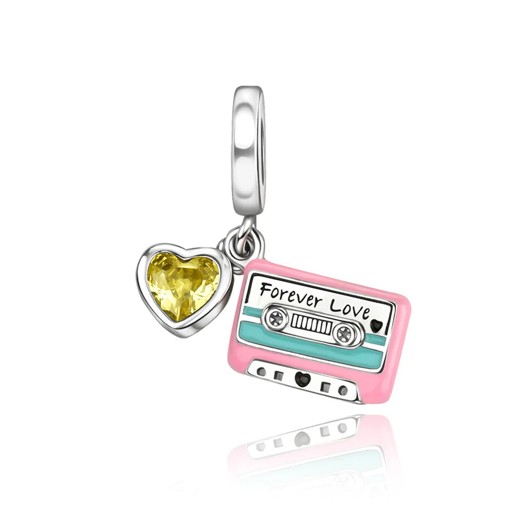 Original 925 Sterling Silver Magic Cube Charm Bead Pendant with Zircon for Bracelet and Necklace Jewelry