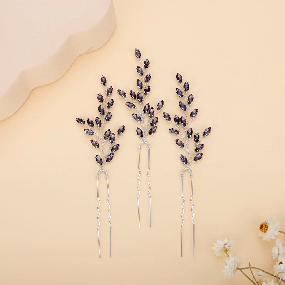 Elegant Rhinestone Bridal Hairpins with 7 Colors Flower Design for Weddings and Parties