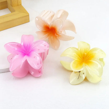 Beach Chic Gradient Flower Hair Accessories Set - Summer Hawaiian Style Hairpins and Claw Clips for Women