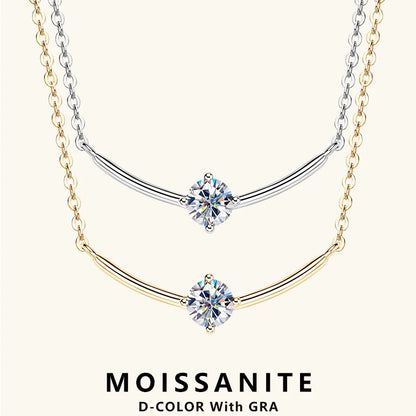 Lnngy Minimalist 925 Sterling Silver Moissanite Choker Necklace for Women