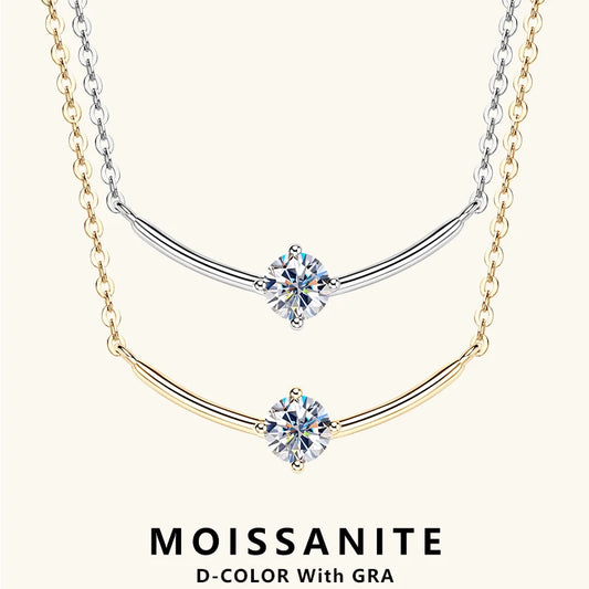 Lnngy Minimalist 925 Sterling Silver Moissanite Choker Necklace for Women