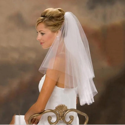 Elegant Two-Layer Tulle Bridal Veil with Comb for Wedding Day Charm