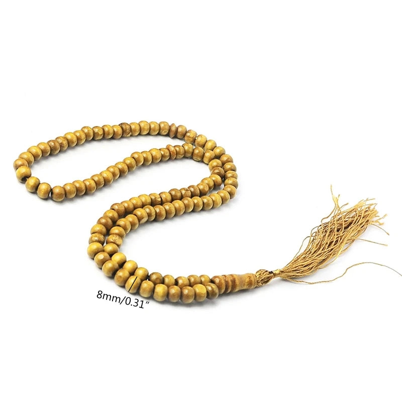 Natural 8mm Wood Beads Muslim Tasbih Prayer Beads for Spiritual Reflection and Eid Ramadan Gift