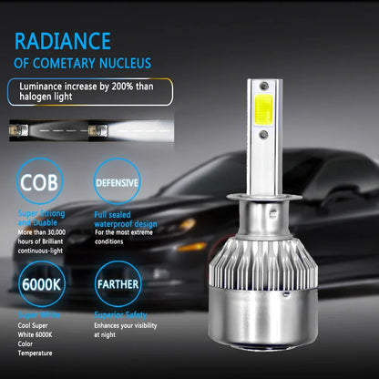 Universal Ultra-Bright LED Headlight Bulbs 6500K 120W 12000LM - H11 H4 9005 9006 Compatibility