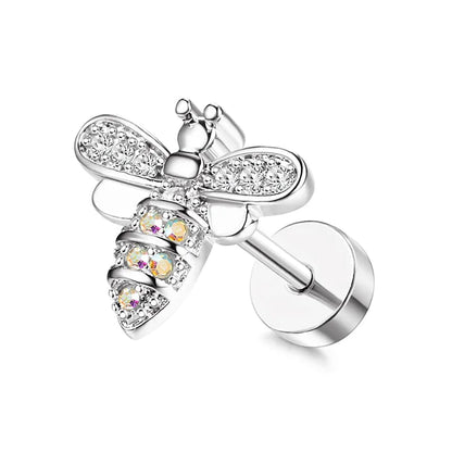 Drperfect Surgical Steel Butterfly Flower Cartilage Stud Earrings for Women with Screw-Back Design