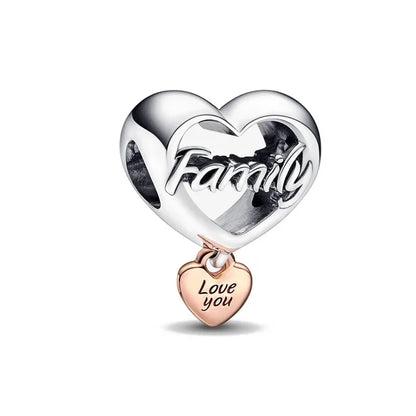 European 925 Silver Mother Daughter Charms Family Tree Jewelry Bead for Bracelets and Necklaces
