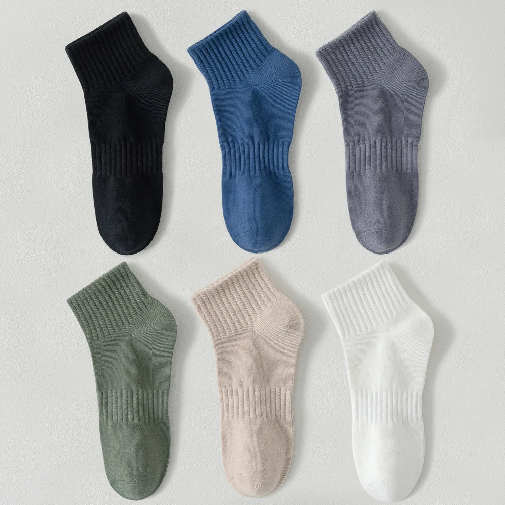 6 Pairs Breathable Mid Calf Sports Socks Men Odor Control