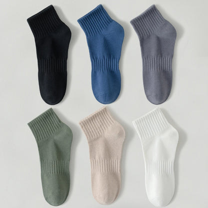 6 Pairs Breathable Mid Calf Sports Socks Men Odor Control