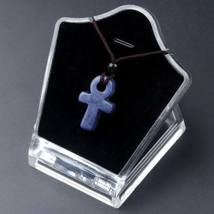 Ancient Egyptian Ankh Cross Agate Amulet Necklace Sodalite