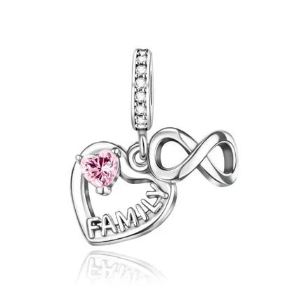 Sparkling Birthstone Heart Charm 925 Sterling Silver Pendant Bead for Mom DIY Jewelry Gift