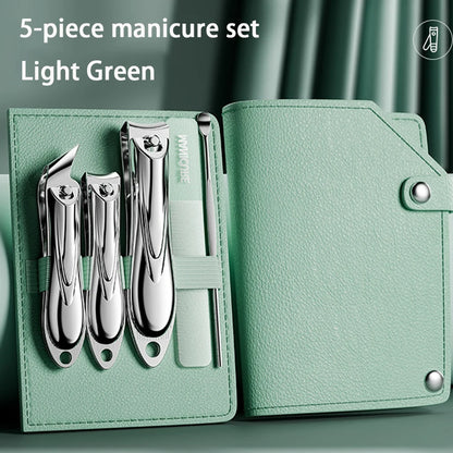 5PCS Travel-Friendly Stainless Steel Manicure Set for Thick Nails & Ingrown Toenails Light Green