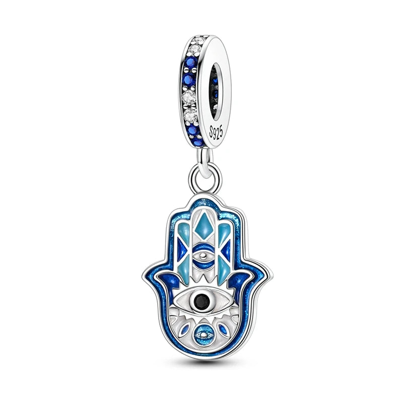 925 Sterling Silver Love Starry Sky Cat Paw Charms Beads