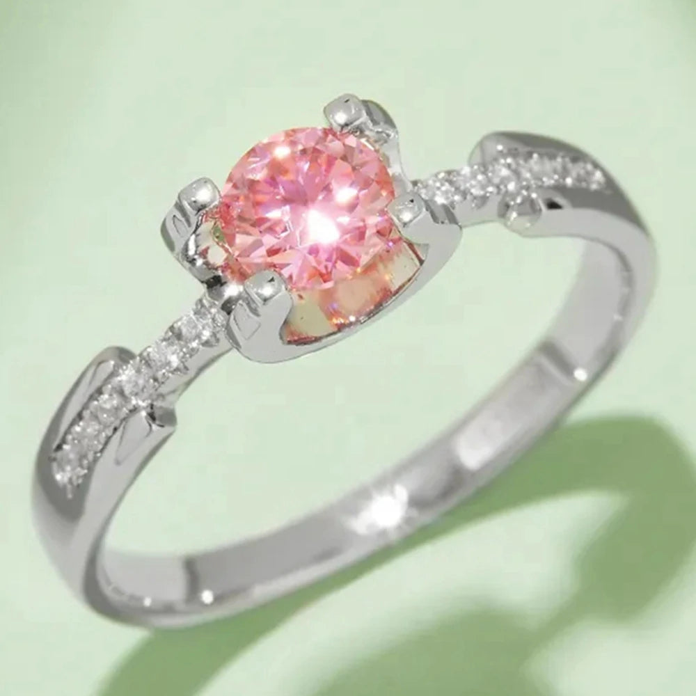 WUIHA Moissanite Diamond 18K Gold Ring for Women Wedding Engagement 925 Sterling Silver Jewelry White Gold Pink Moissanite