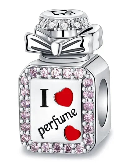 Romantic 925 Sterling Silver Pink Lipstick Heart Bow Rose Flower Zircon Charm Bead for DIY Bracelet Jewelry Gift