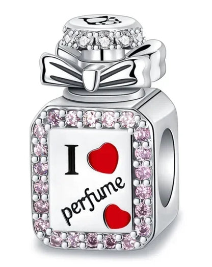 Romantic 925 Sterling Silver Pink Lipstick Heart Bow Rose Flower Zircon Charm Bead for DIY Bracelet Jewelry Gift
