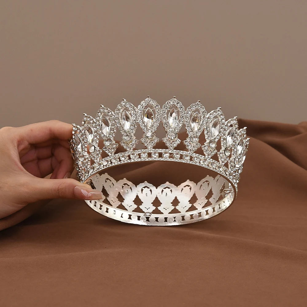 Vintage Crystal Baroque Rhinestone Tiara Bridal Wedding Headdress Hairpiece