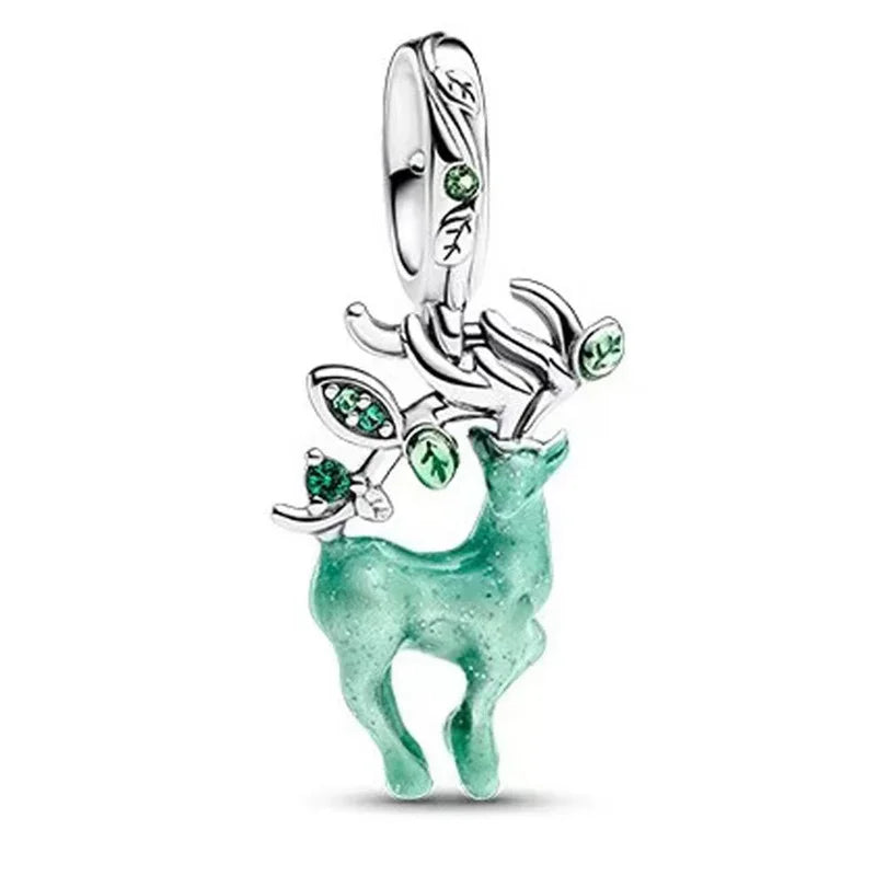 Festive Charm 925 Sterling Silver Christmas Bell Trojan Candy Zircon Bead for Bracelet and Necklace DIY Fine Jewelry Gift