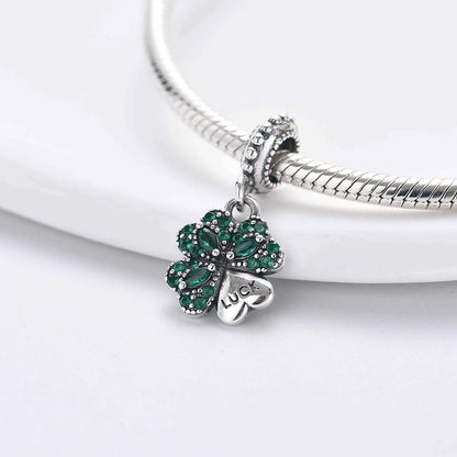 Sterling Silver Four-Leaf Clover Charm Bracelet for Women