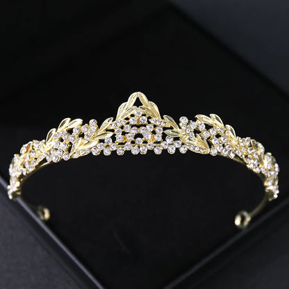 Gold Crystal Bridal Tiara - Top-Rated Rhinestone Headband for Weddings Gold 1