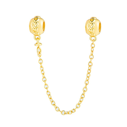 Golden Dragon Double Heart Dangle Charm Bead For 925 Bracelet