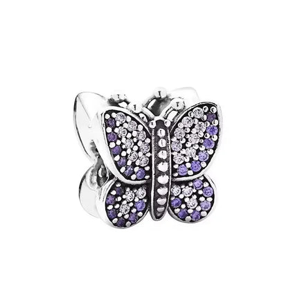 925 Sterling Silver Purple Star Animal Heart Flower Charms Beads for DIY Necklace and Bracelet Jewelry Gift