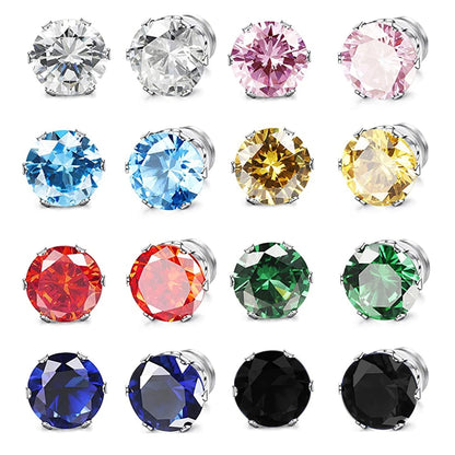 2PC Magnetic Clip-On Zircon Earrings for Unisex Easy Wear Punk Style Non-Piercing Jewelry