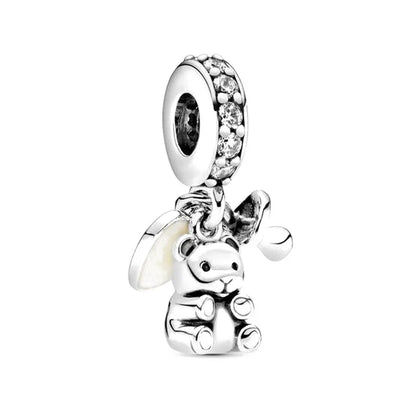 Hot Selling 925 Silver Heart Shaped Flag Pendant for European Bracelets Exquisite DIY Jewelry with Zircon