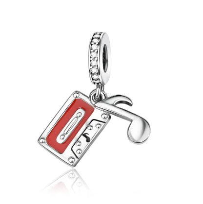 925 Sterling Silver Music Charms Beads Musical Note Piano Guitar Headset Earrings Pendants for DIY Bracelet Fine Jewelry Gift