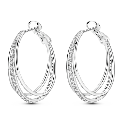 925 Silver Geometric Hoop Earrings for Women with Zircon Moon and Heart Design Fashion Jewelry Gift